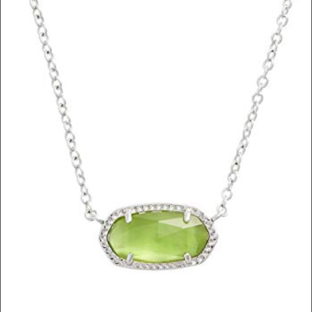 NWT Kendra Scott Silver Elisa Peridot Pendant